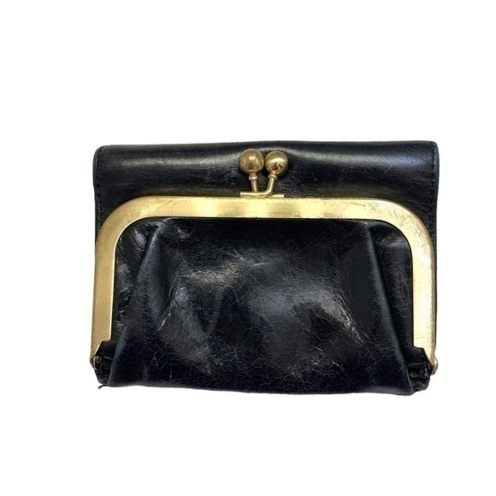 Hobo black leather mini clutch wallet